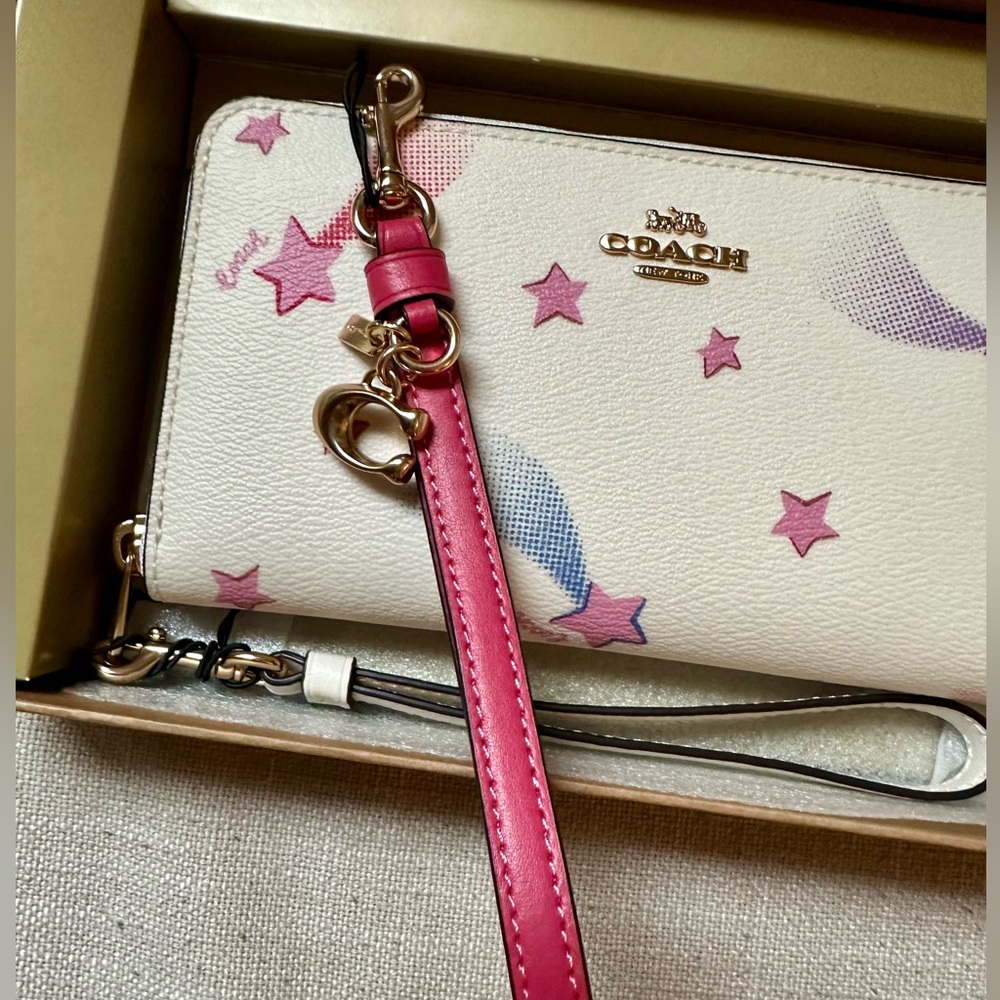 Coach Boxed Long Zip Around Wallet With Disco Star Print - Picture 3 of 7